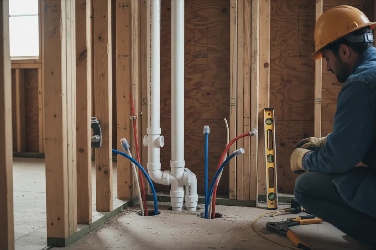 Drain and supply rough-in during Sump Pump Repair in Germantown