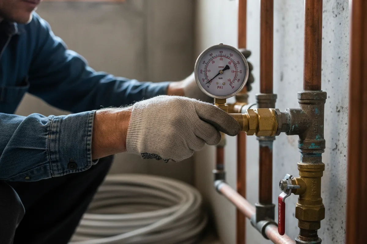 Pressure testing a repaired line during Water Line Repair in Germantown